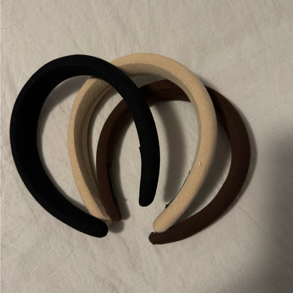 Elegant Black, Cream, and Brown Headband Set